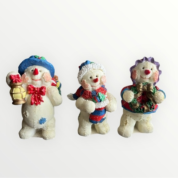 K’s Collection Vintage Snowmen Figurines set of 3 Christmas Winter Holiday Decor - Picture 1 of 5
